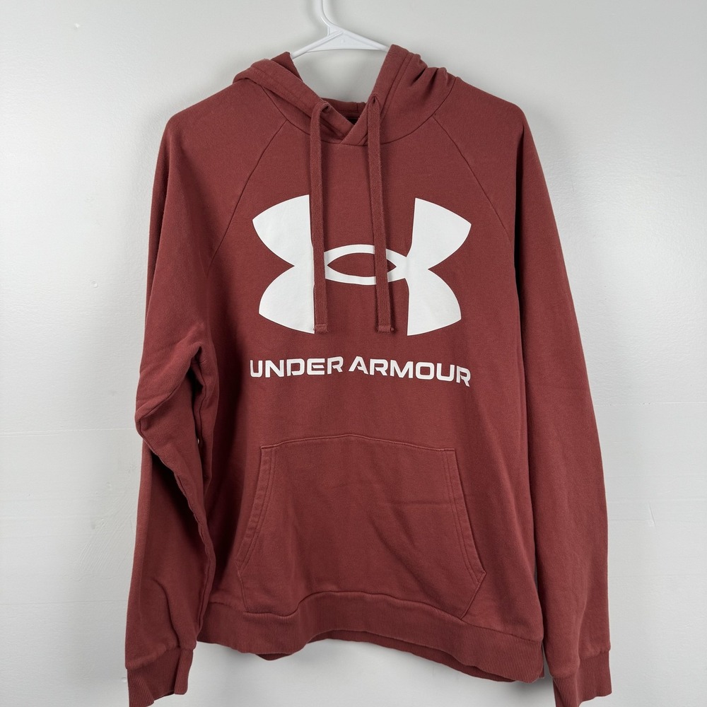 Under Armour Hoodie Mens Large Red ColdGear Loose Pullover Sweatshirt Athletic